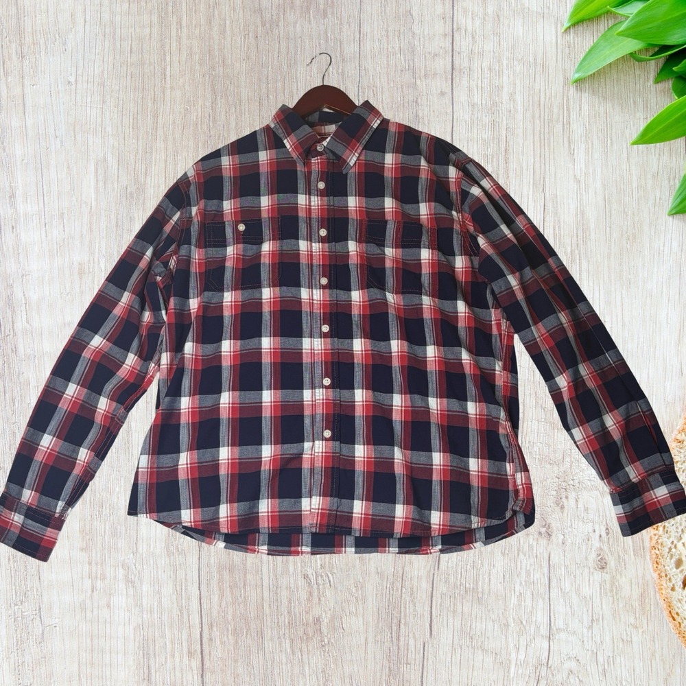 Wrangler Mens Plaid Flannel Shirt XL Button Down Long Sleeve Casual